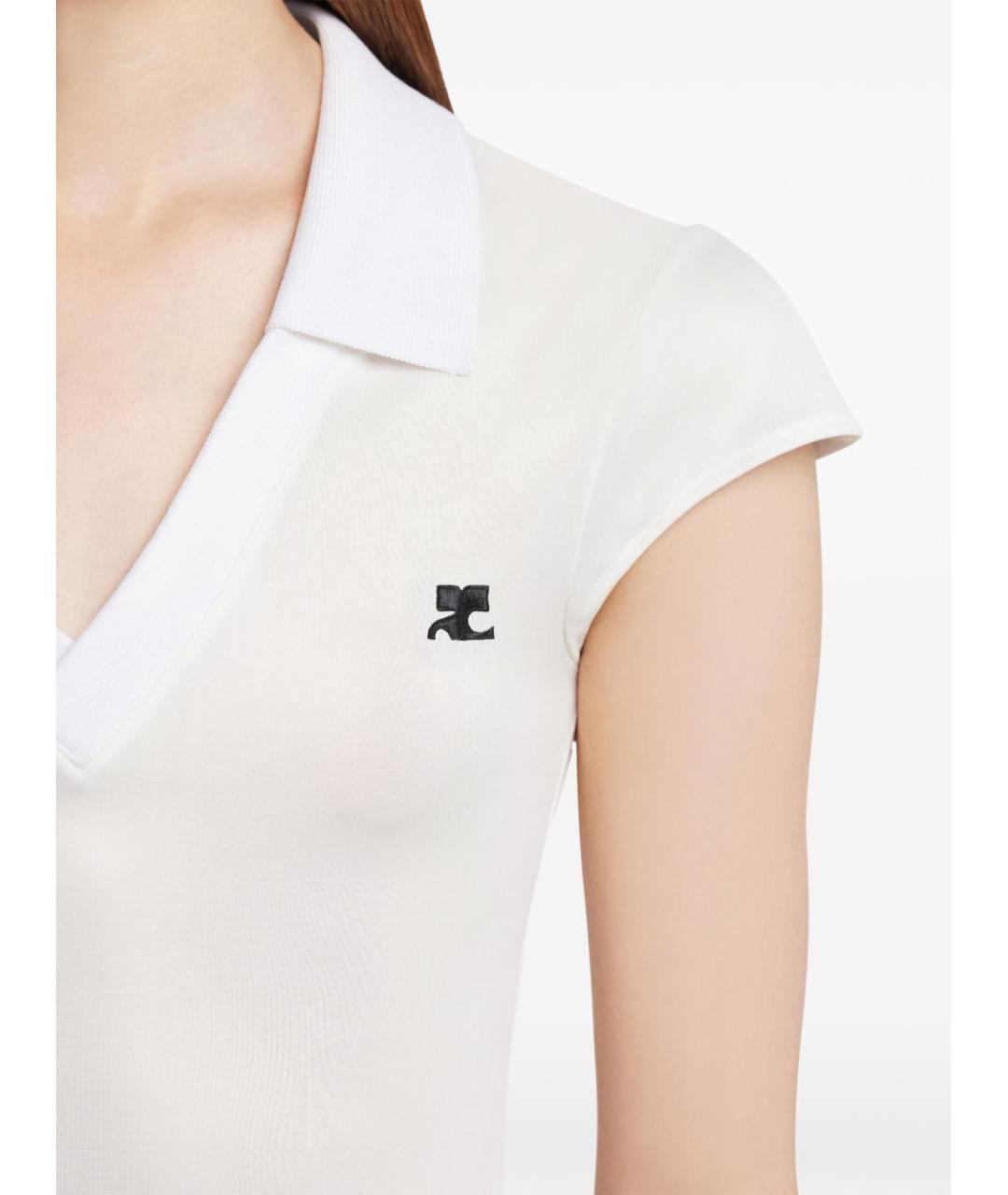 COURREGES Белое полиэстеровое повседневное платье, фото 3