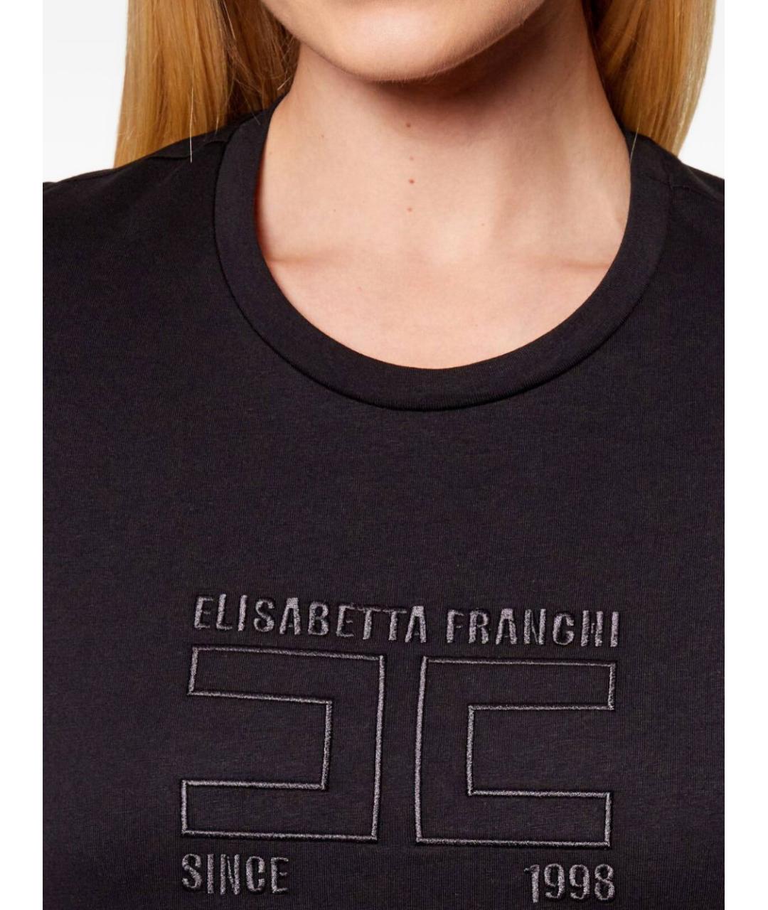 ELISABETTA FRANCHI Черная хлопковая футболка, фото 4
