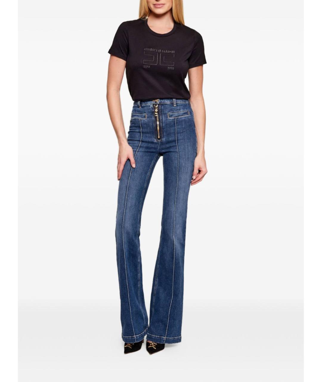 ELISABETTA FRANCHI Черная хлопковая футболка, фото 5