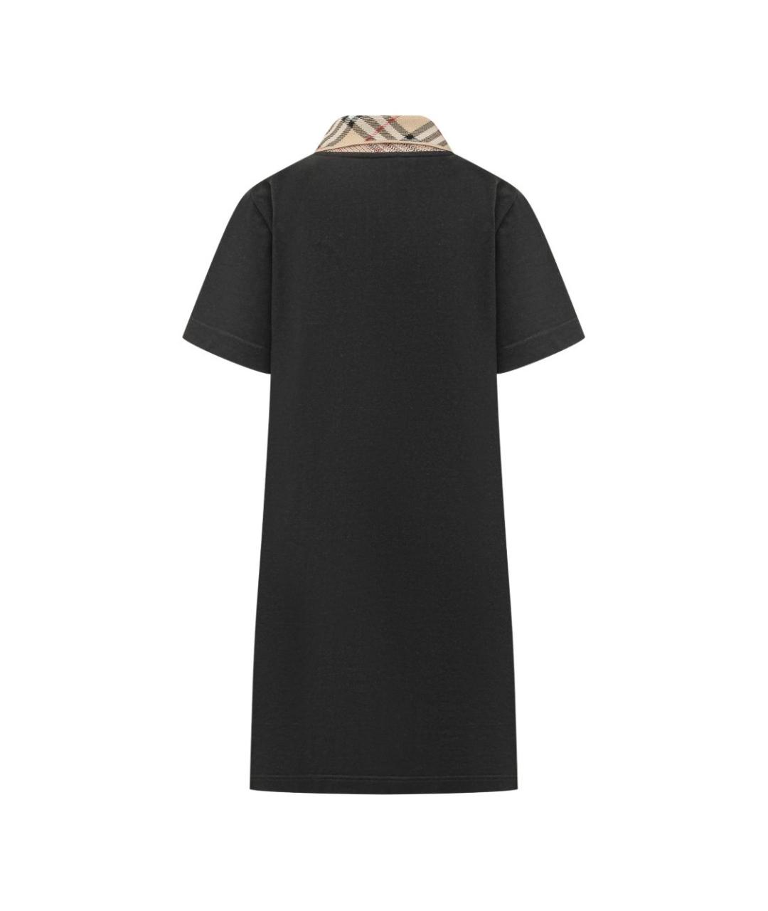 BURBERRY Черное хлопковое повседневное платье, фото 2