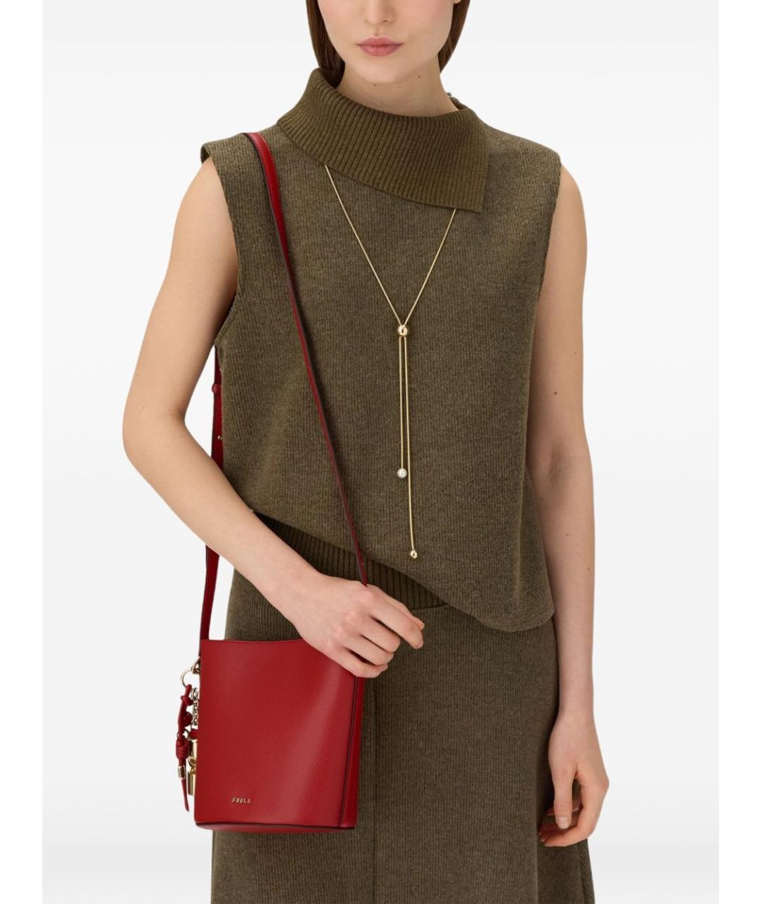 FURLA Красная кожаная сумка через плечо, фото 2