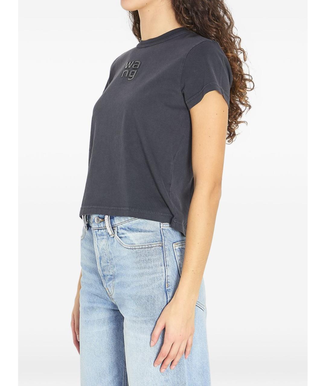 ALEXANDER WANG Серая хлопковая футболка, фото 3