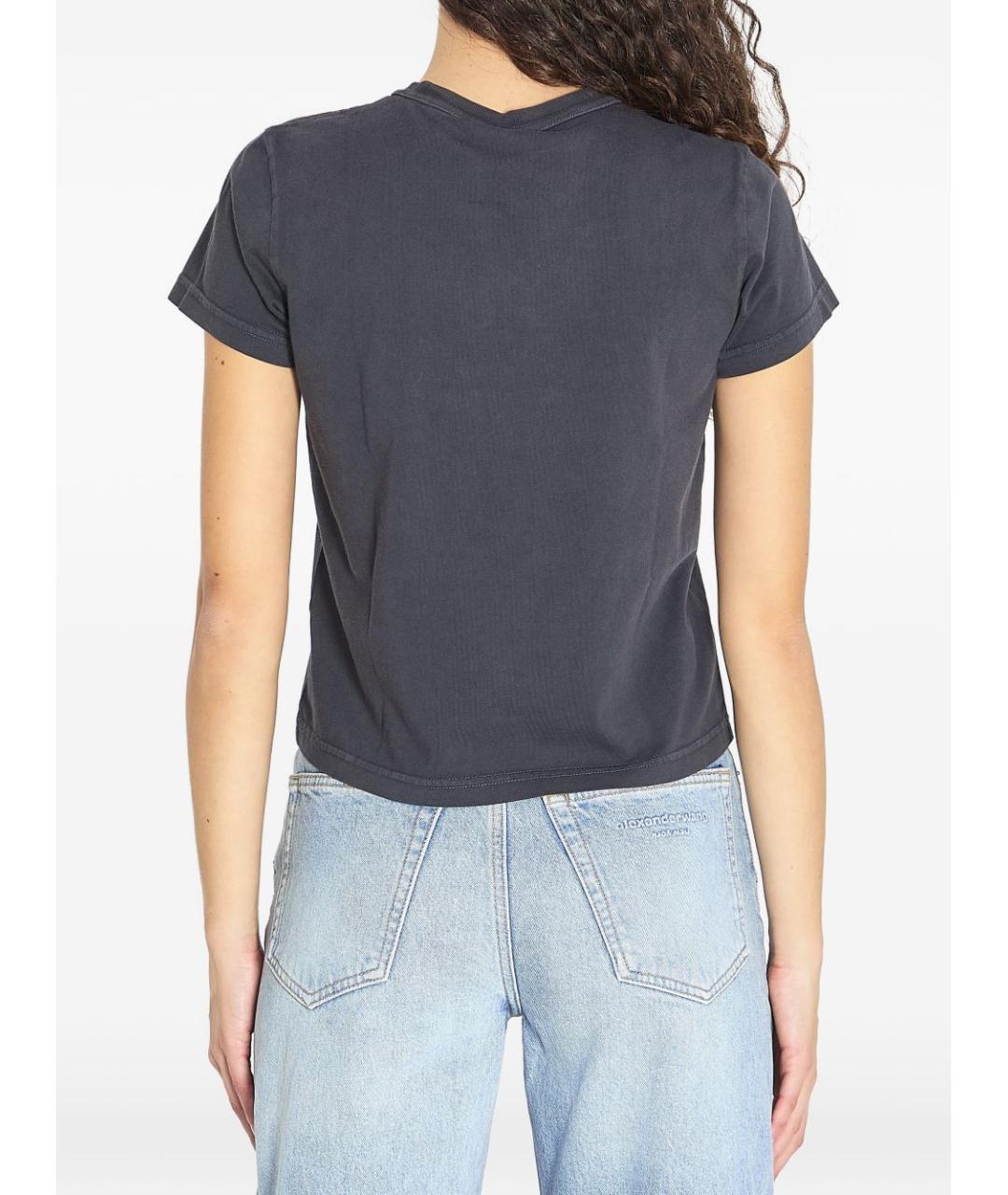 ALEXANDER WANG Серая хлопковая футболка, фото 4