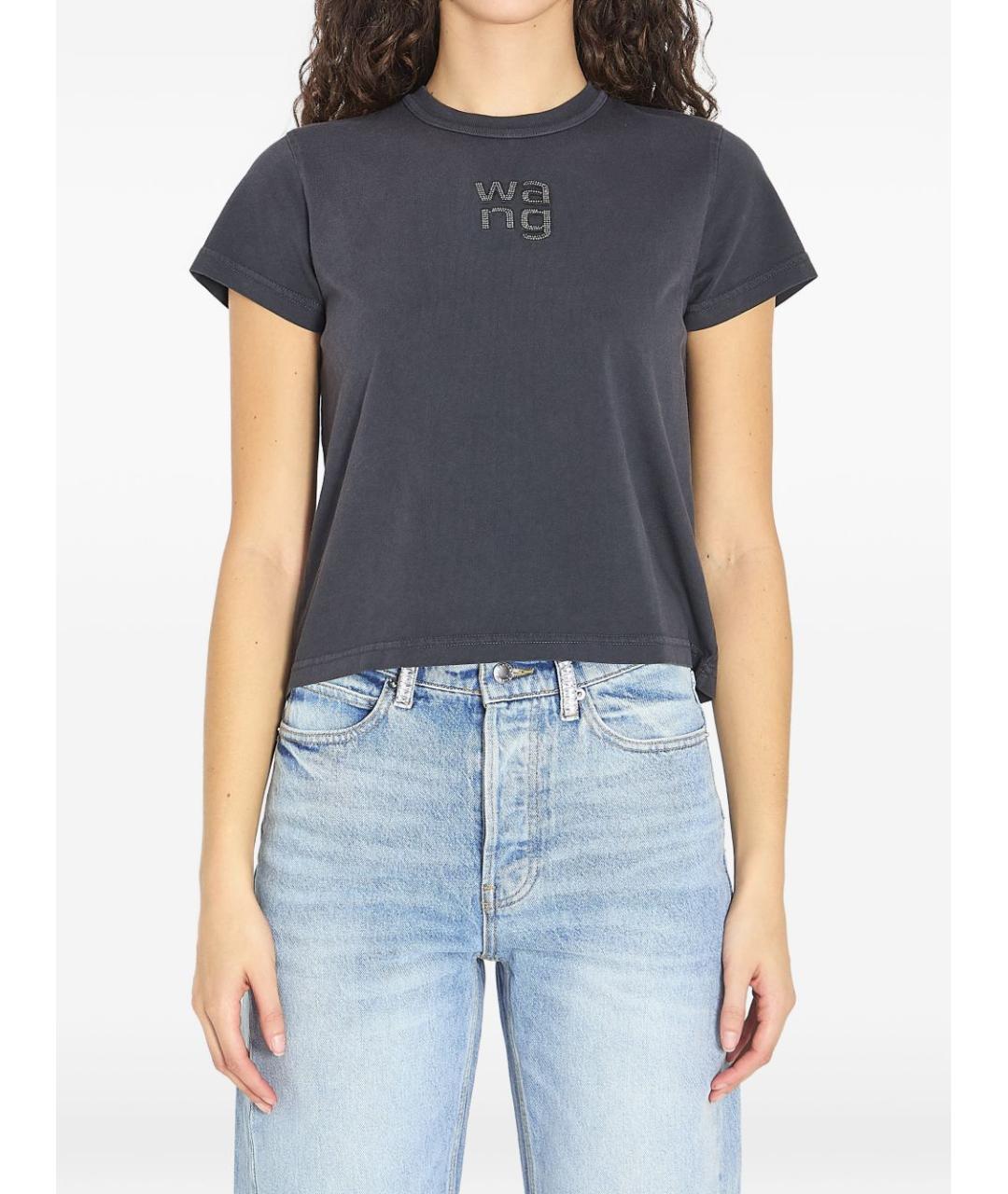 ALEXANDER WANG Серая хлопковая футболка, фото 5