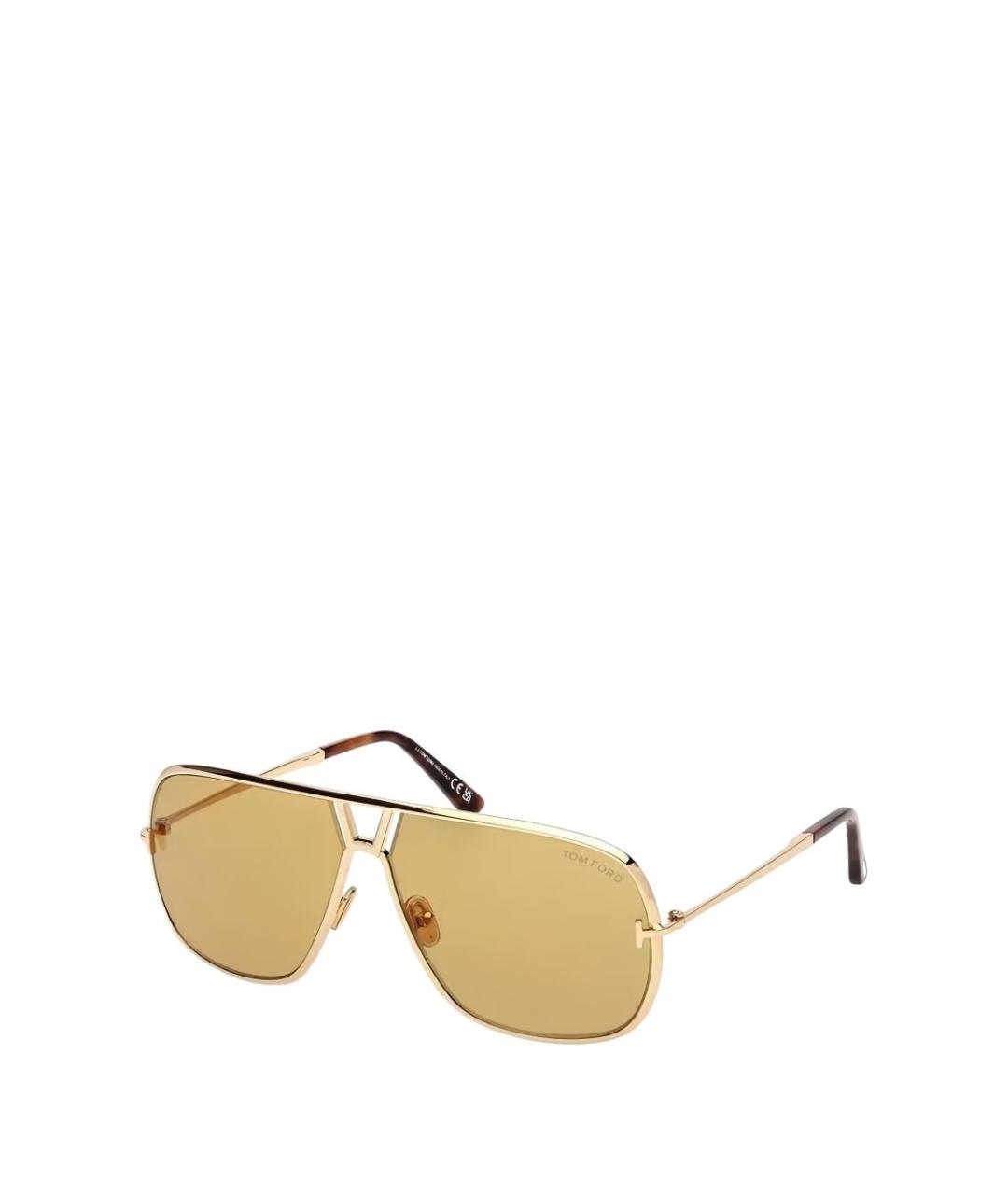 TOM FORD Золотые металлические солнцезащитные очки, фото 1