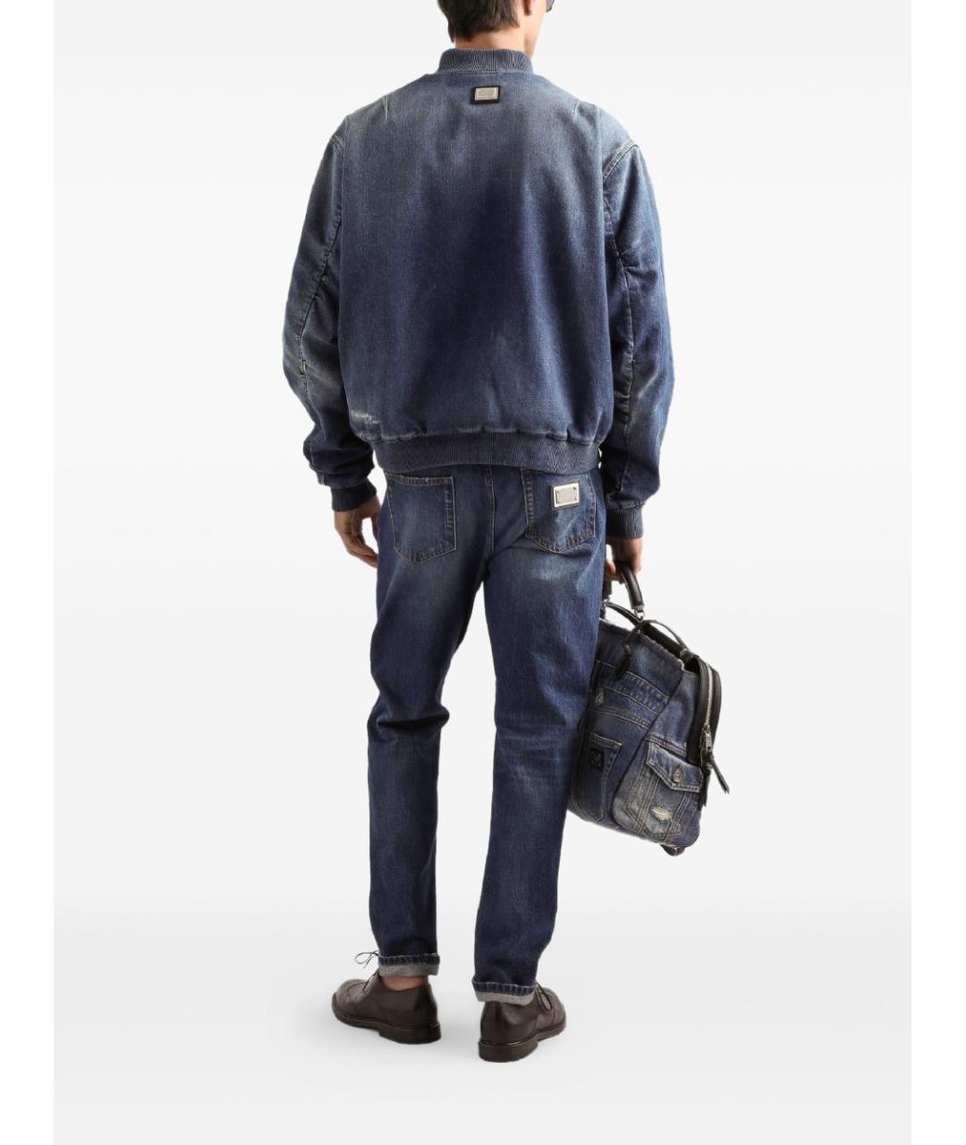 DOLCE&GABBANA Синие хлопковые прямые джинсы, фото 4