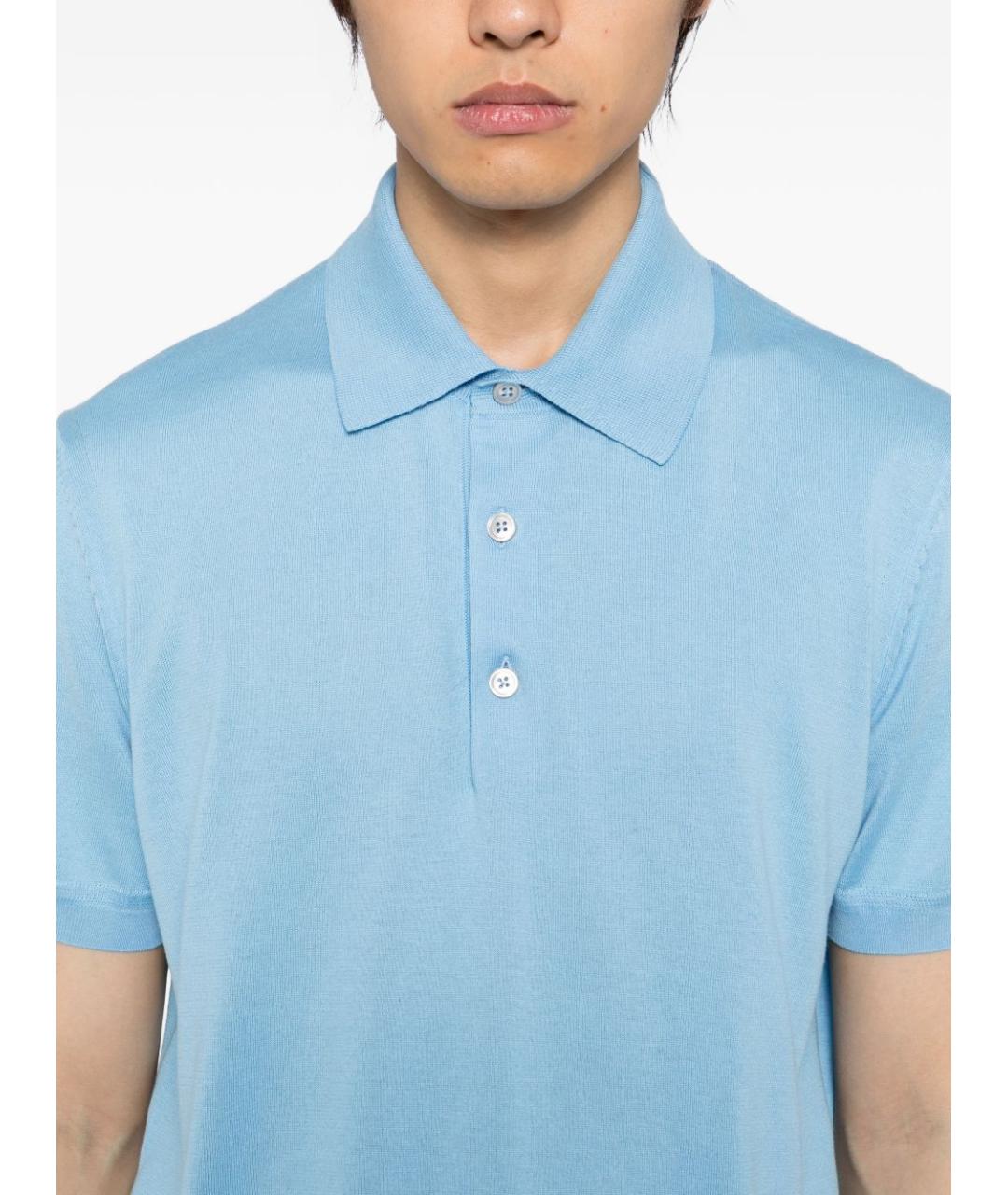 TOM FORD Голубое хлопковое поло с коротким рукавом, фото 4