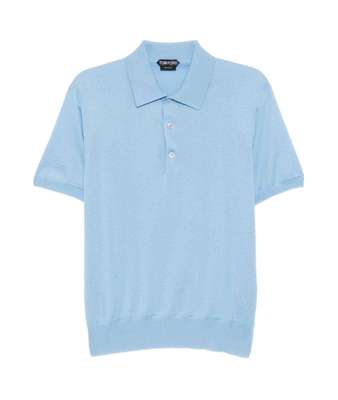 TOM FORD Голубое хлопковое поло с коротким рукавом, фото 1