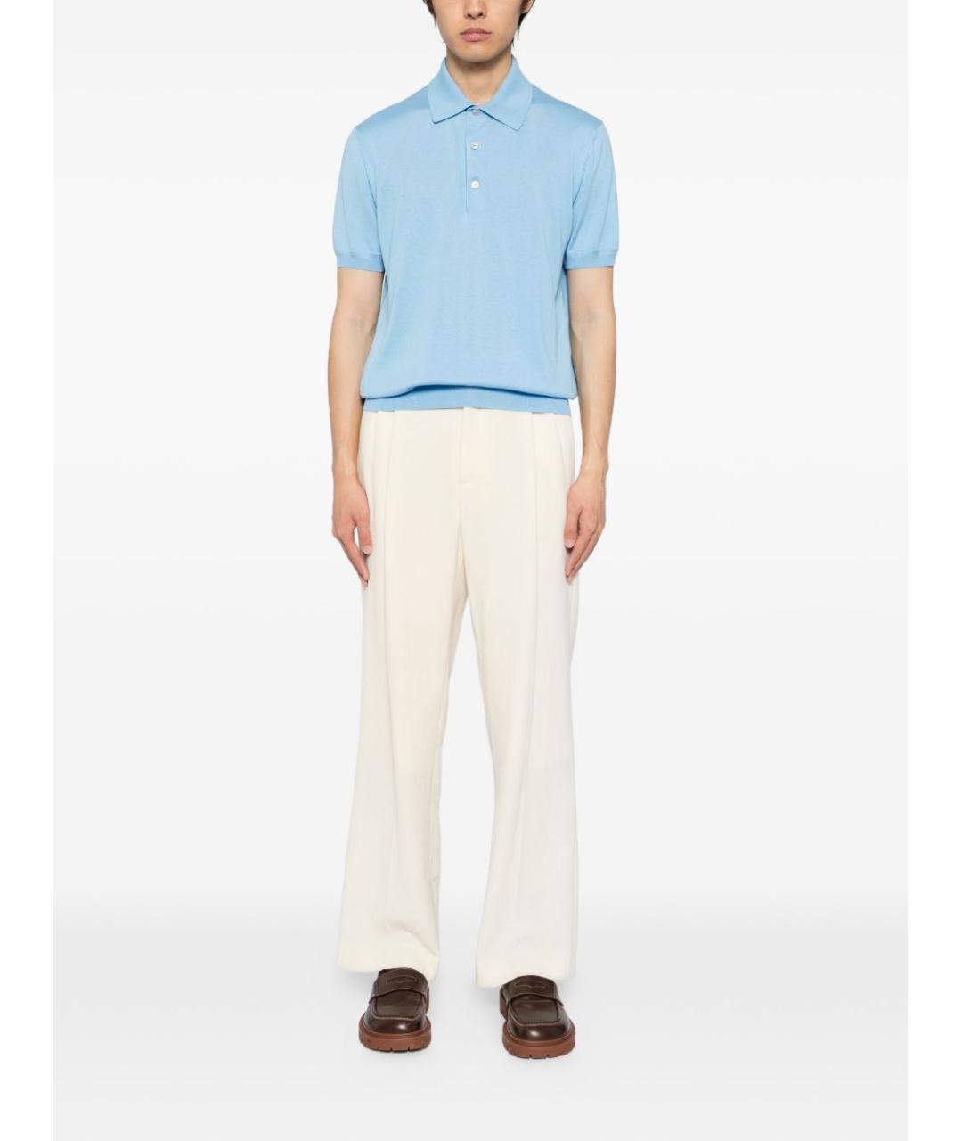 TOM FORD Голубое хлопковое поло с коротким рукавом, фото 2