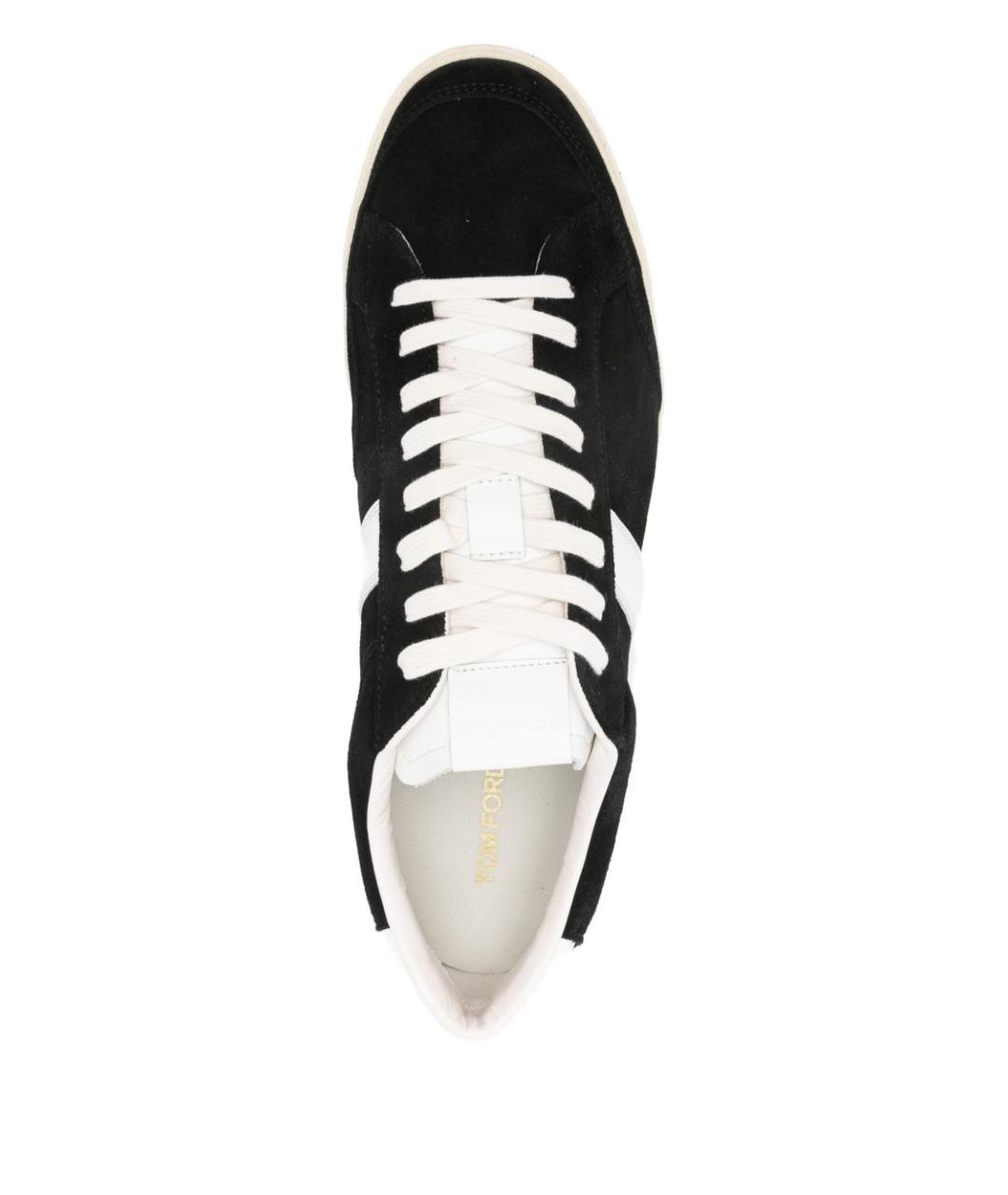 TOM FORD Черные кожаные низкие кроссовки / кеды, фото 4
