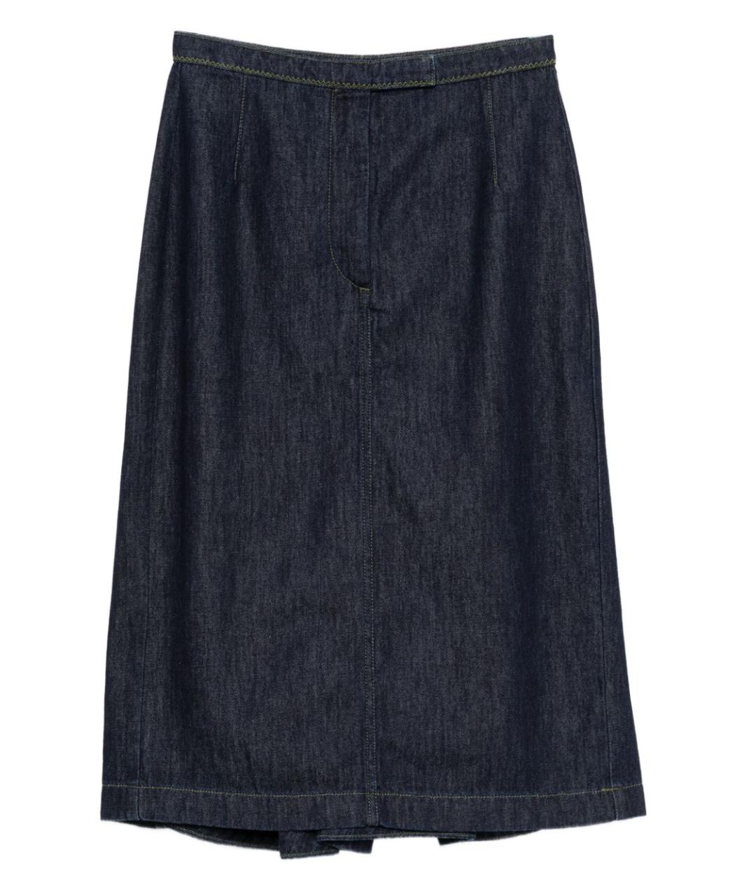 DRIES VAN NOTEN Синяя хлопковая юбка миди, фото 1