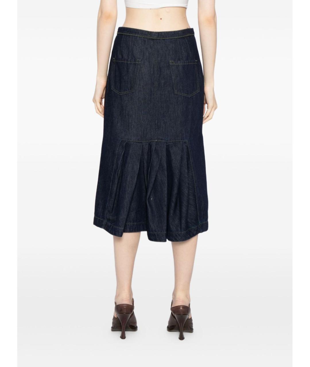 DRIES VAN NOTEN Синяя хлопковая юбка миди, фото 2