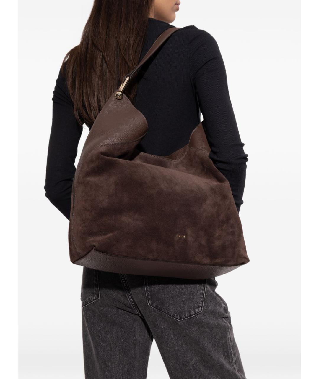 FURLA Коричневая замшевая сумка тоут, фото 3