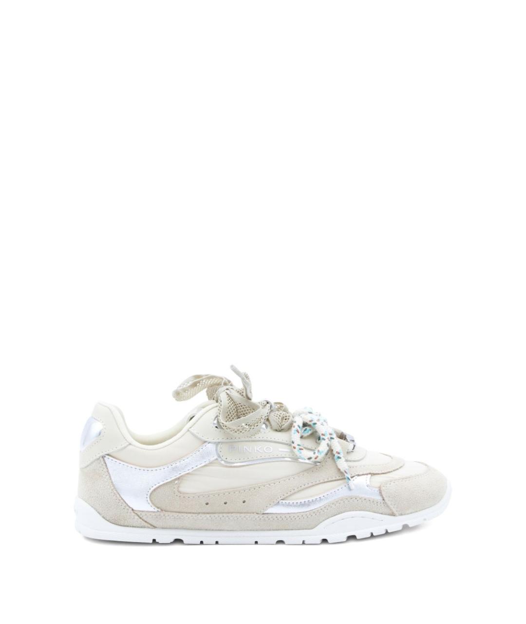 PINKO Серые кожаные кроссовки, фото 1