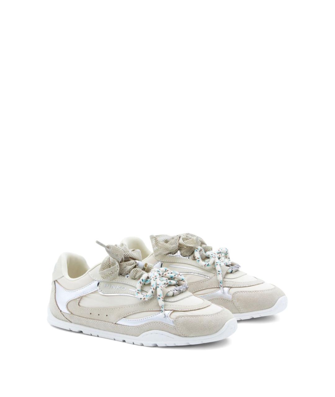 PINKO Серые кожаные кроссовки, фото 4