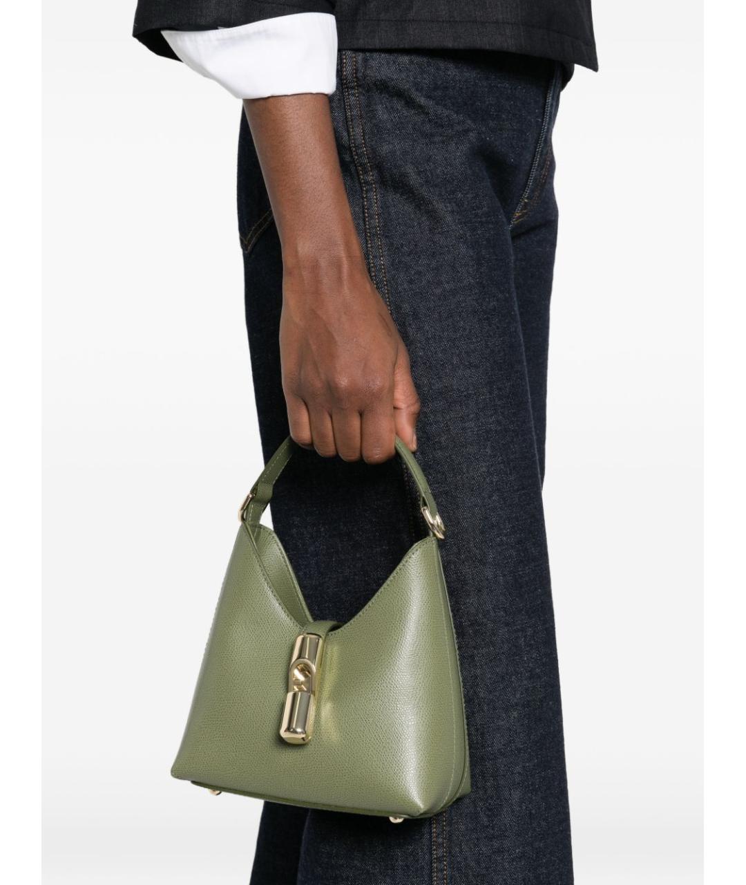 FURLA Зеленая кожаная сумка через плечо, фото 3