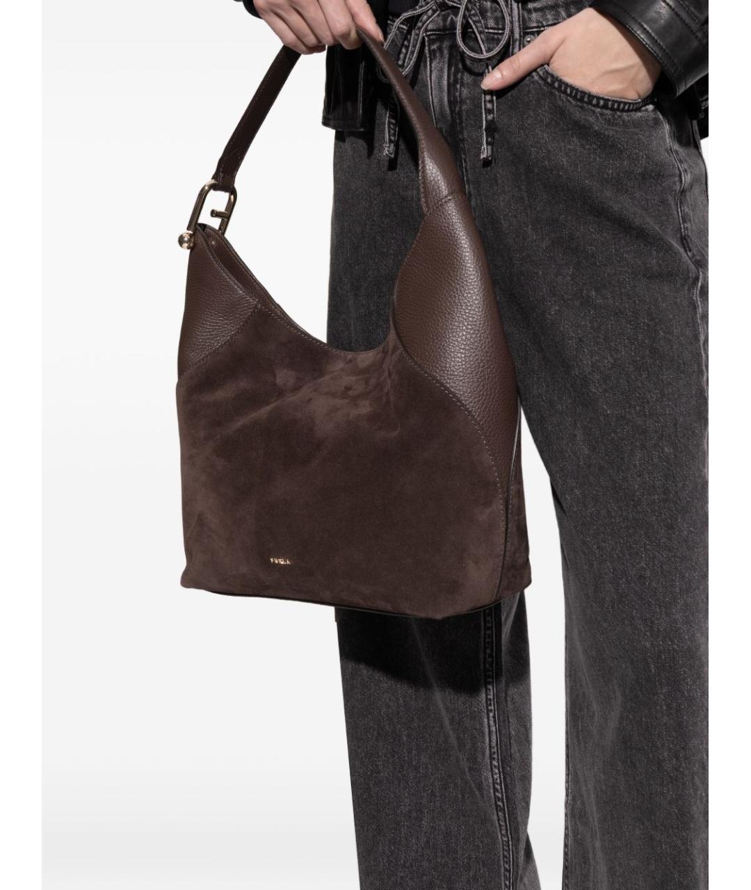 FURLA Коричневая замшевая сумка через плечо, фото 3
