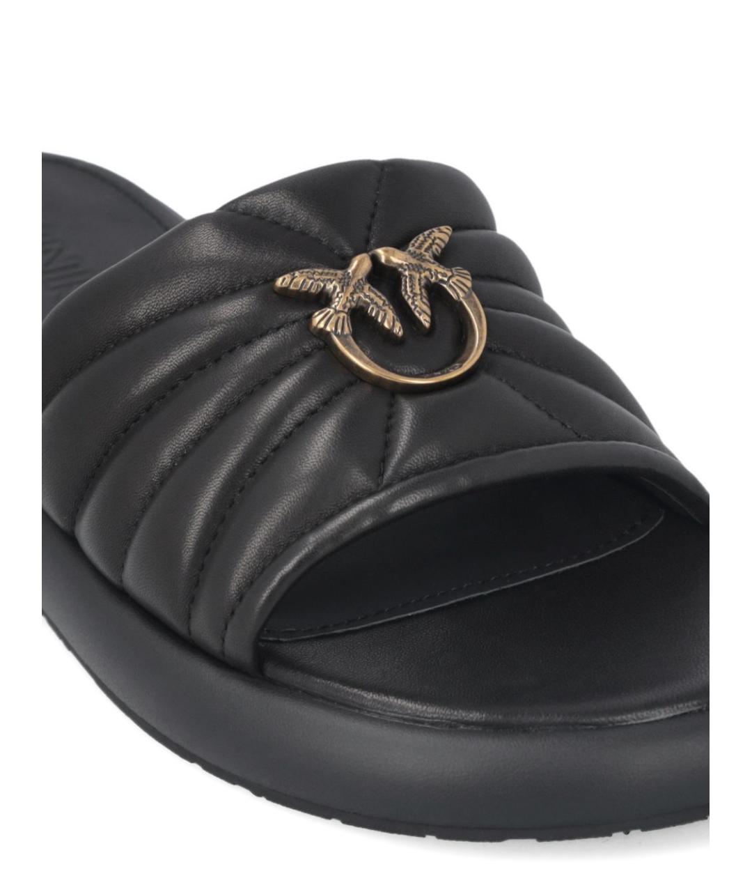 PINKO Черные кожаные шлепанцы, фото 5