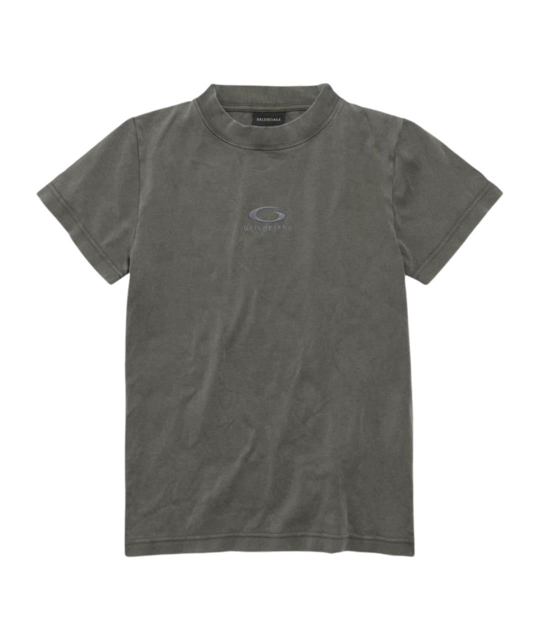 BALENCIAGA Серая хлопковая футболка, фото 1