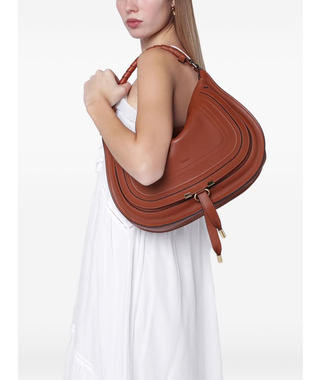 CHLOE Коричневая кожаная сумка через плечо, фото 6