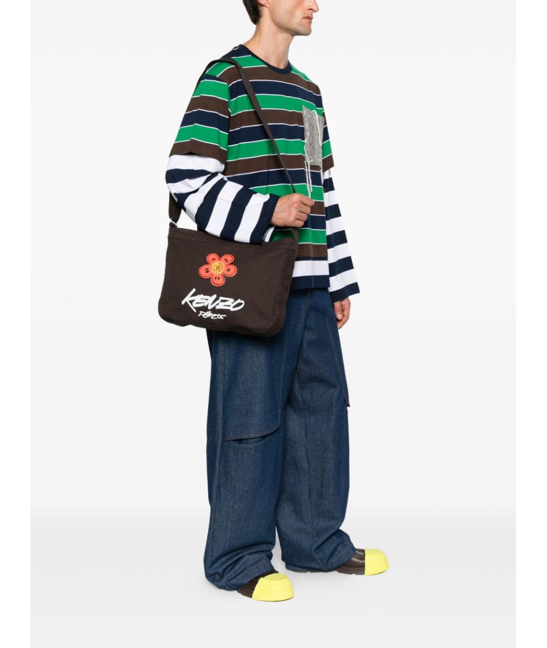 KENZO Коричневая хлопковая сумка тоут, фото 2