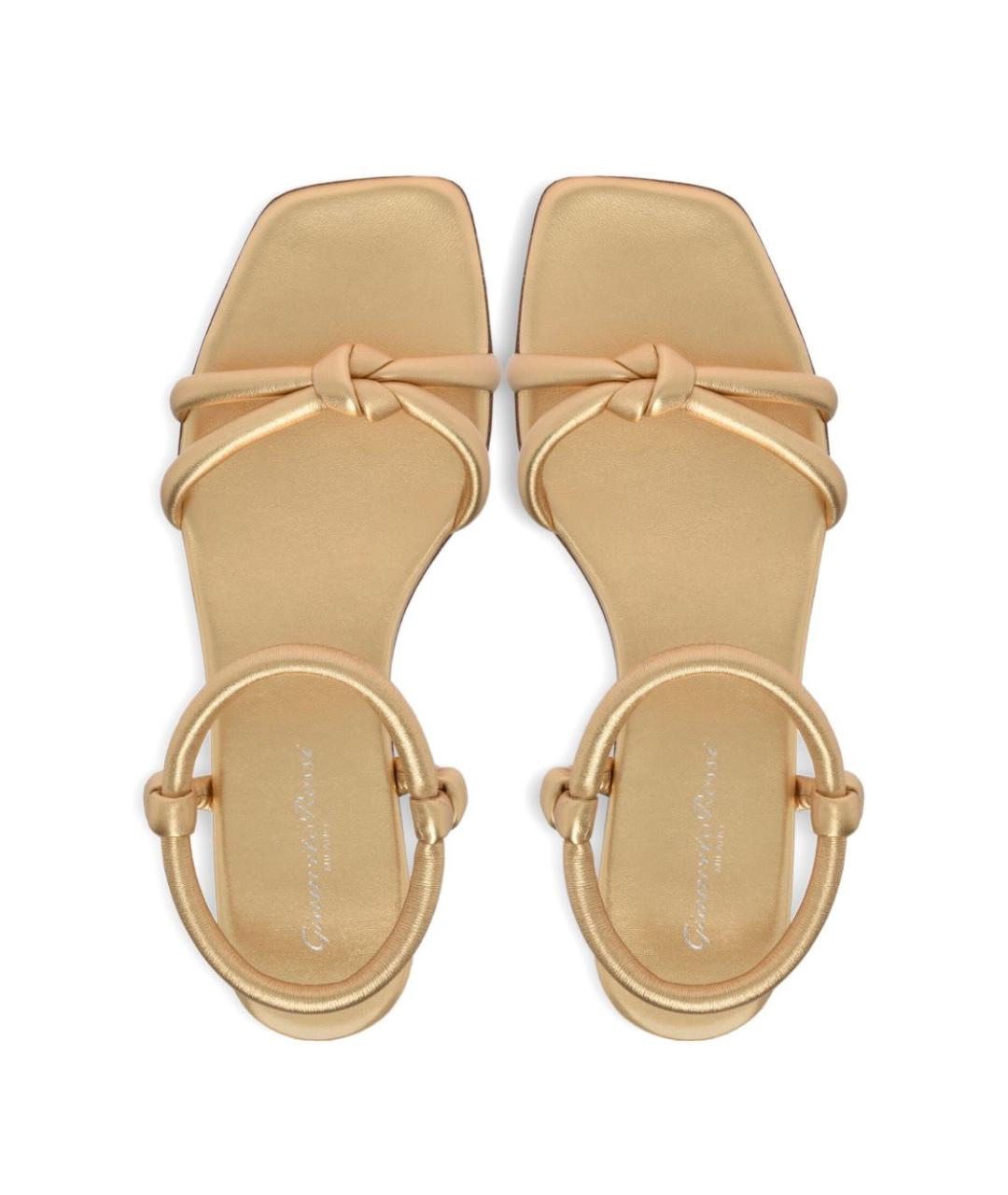 GIANVITO ROSSI Золотые кожаные босоножки, фото 2