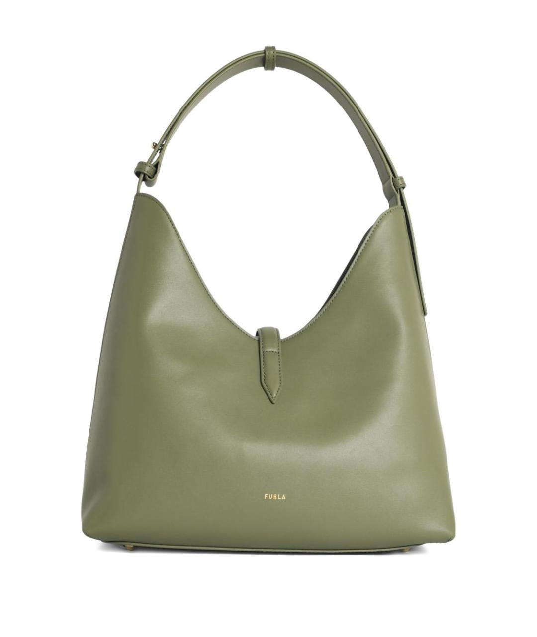 FURLA Зеленая кожаная сумка с короткими ручками, фото 2