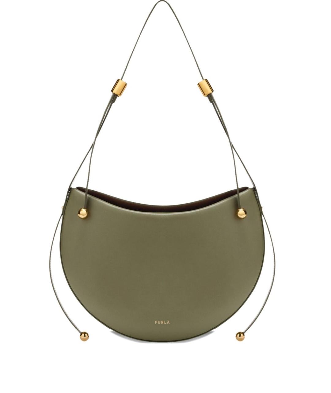 FURLA Зеленая кожаная сумка через плечо, фото 1