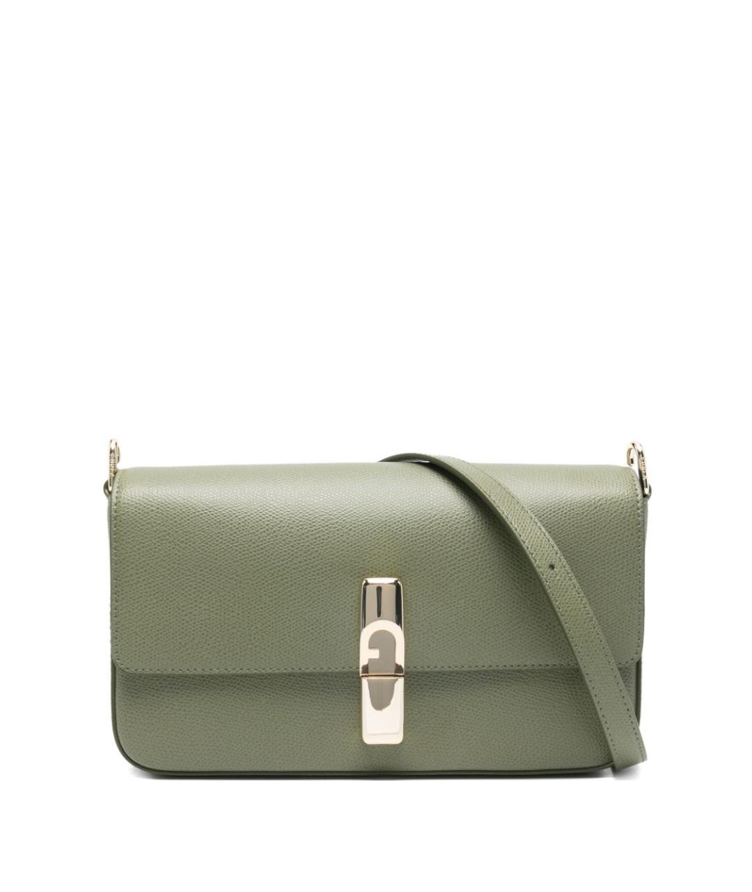 FURLA Зеленая кожаная сумка с короткими ручками, фото 1