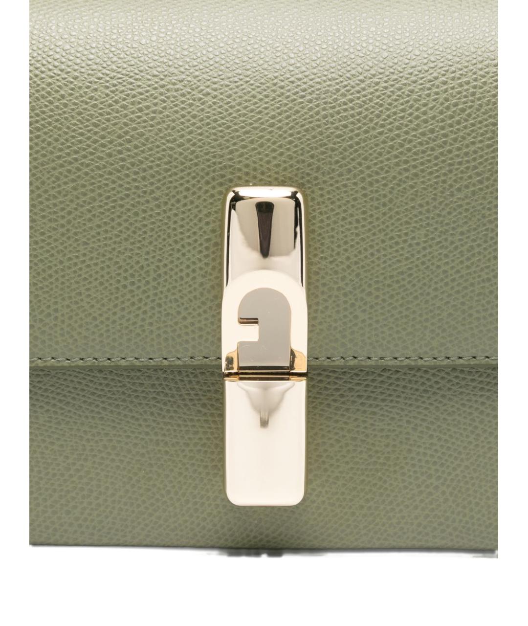 FURLA Зеленая кожаная сумка с короткими ручками, фото 5