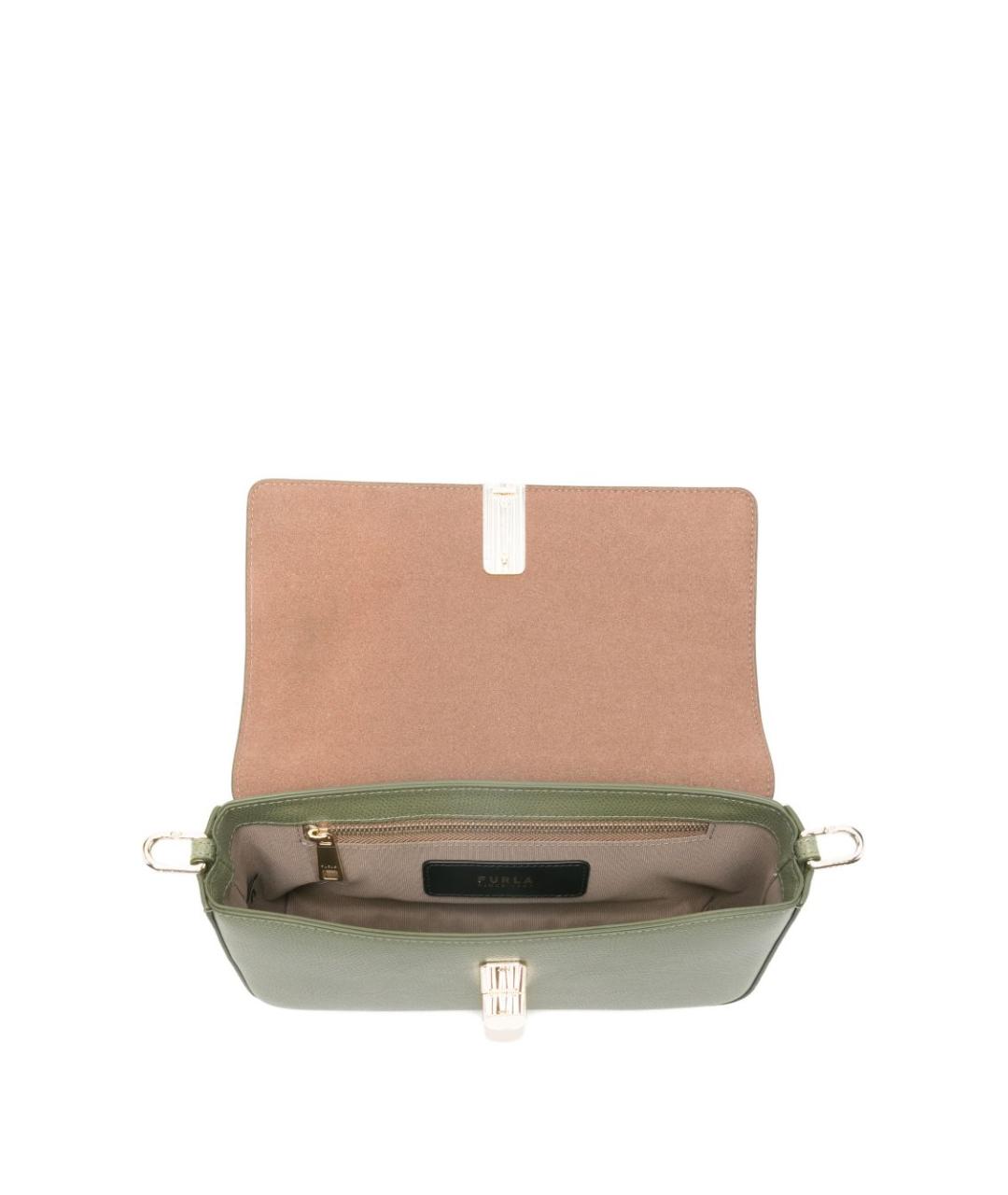 FURLA Зеленая кожаная сумка с короткими ручками, фото 2
