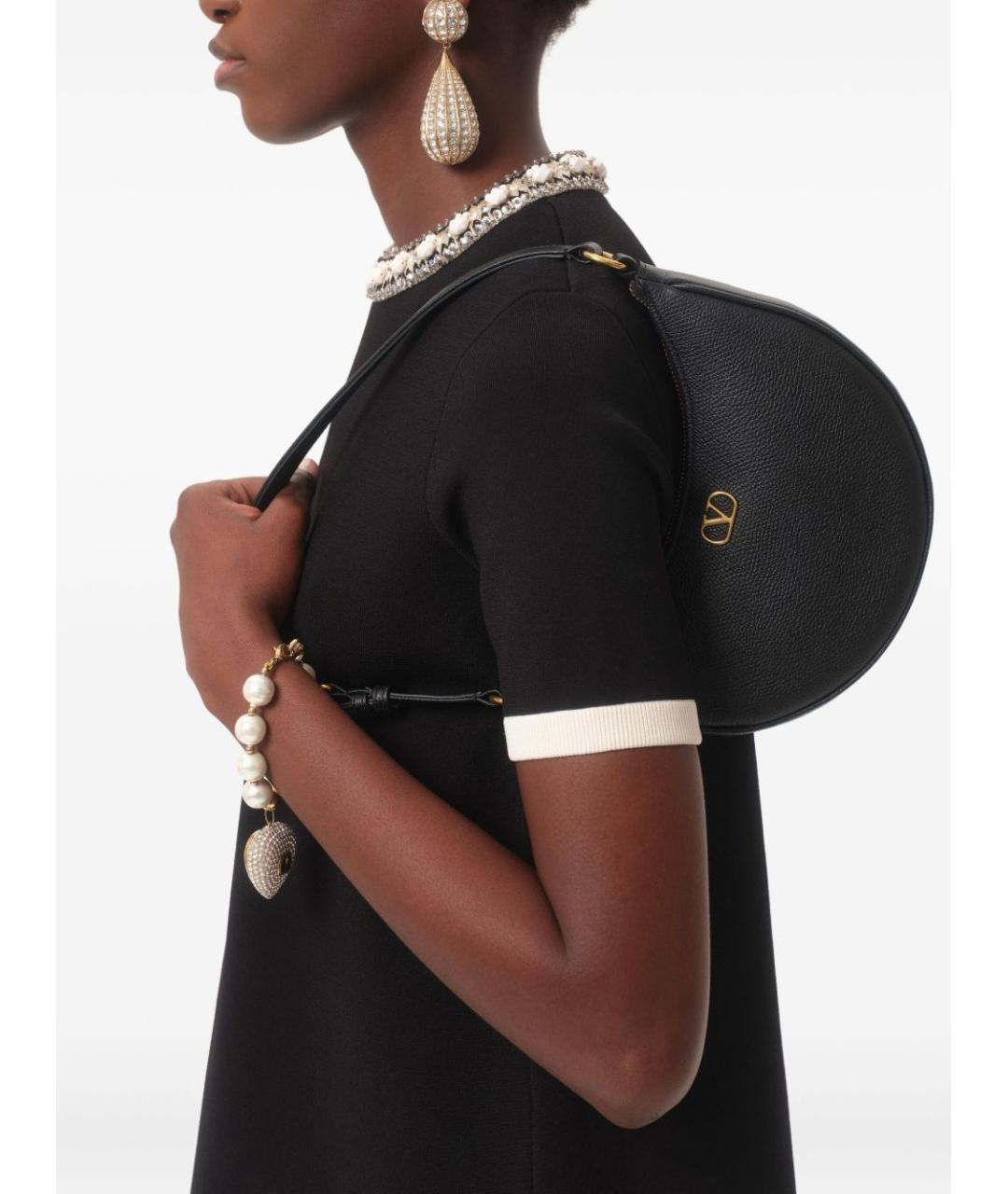 VALENTINO Черная кожаная сумка с короткими ручками, фото 3