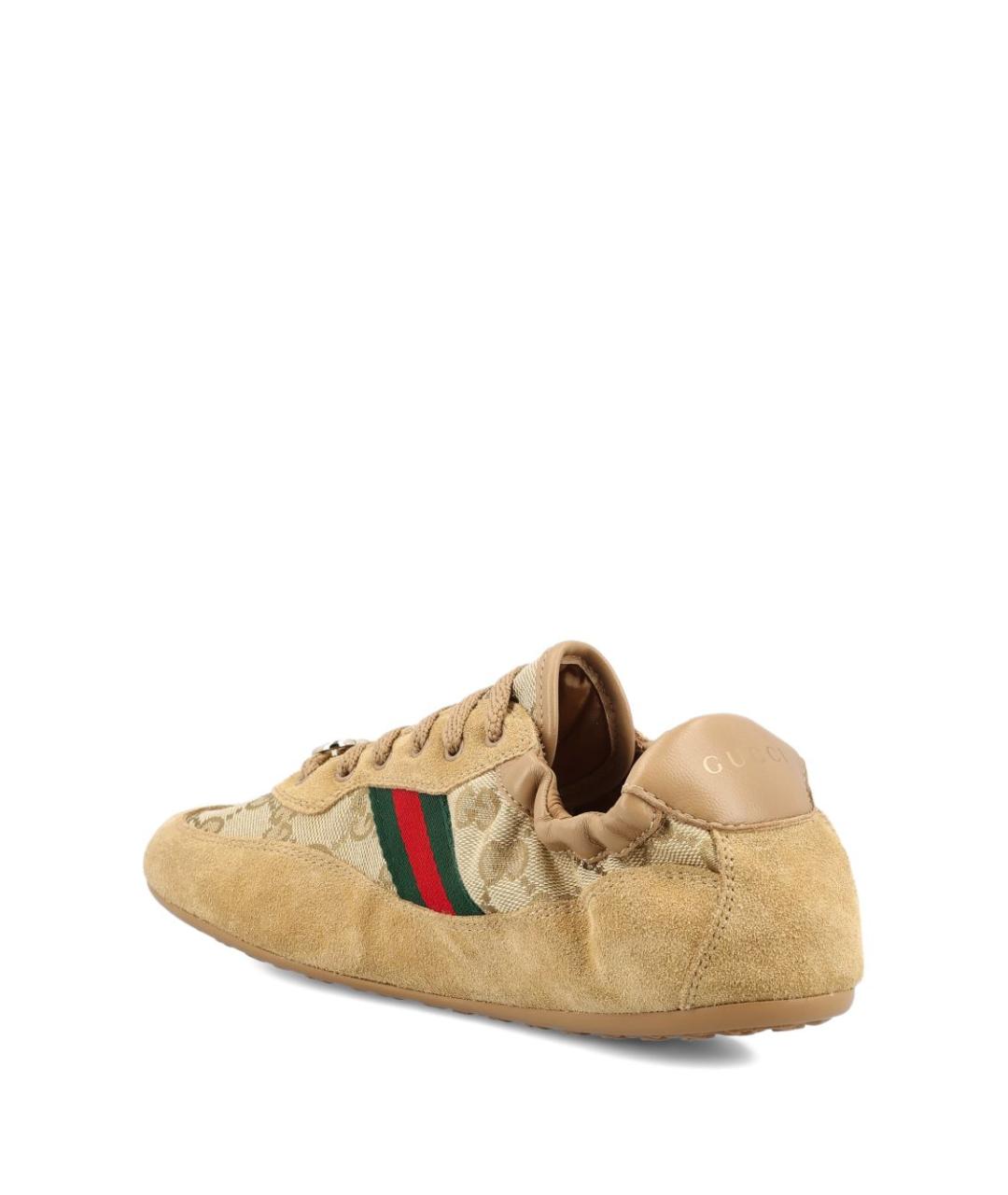 GUCCI Бежевые текстильные кроссовки, фото 4