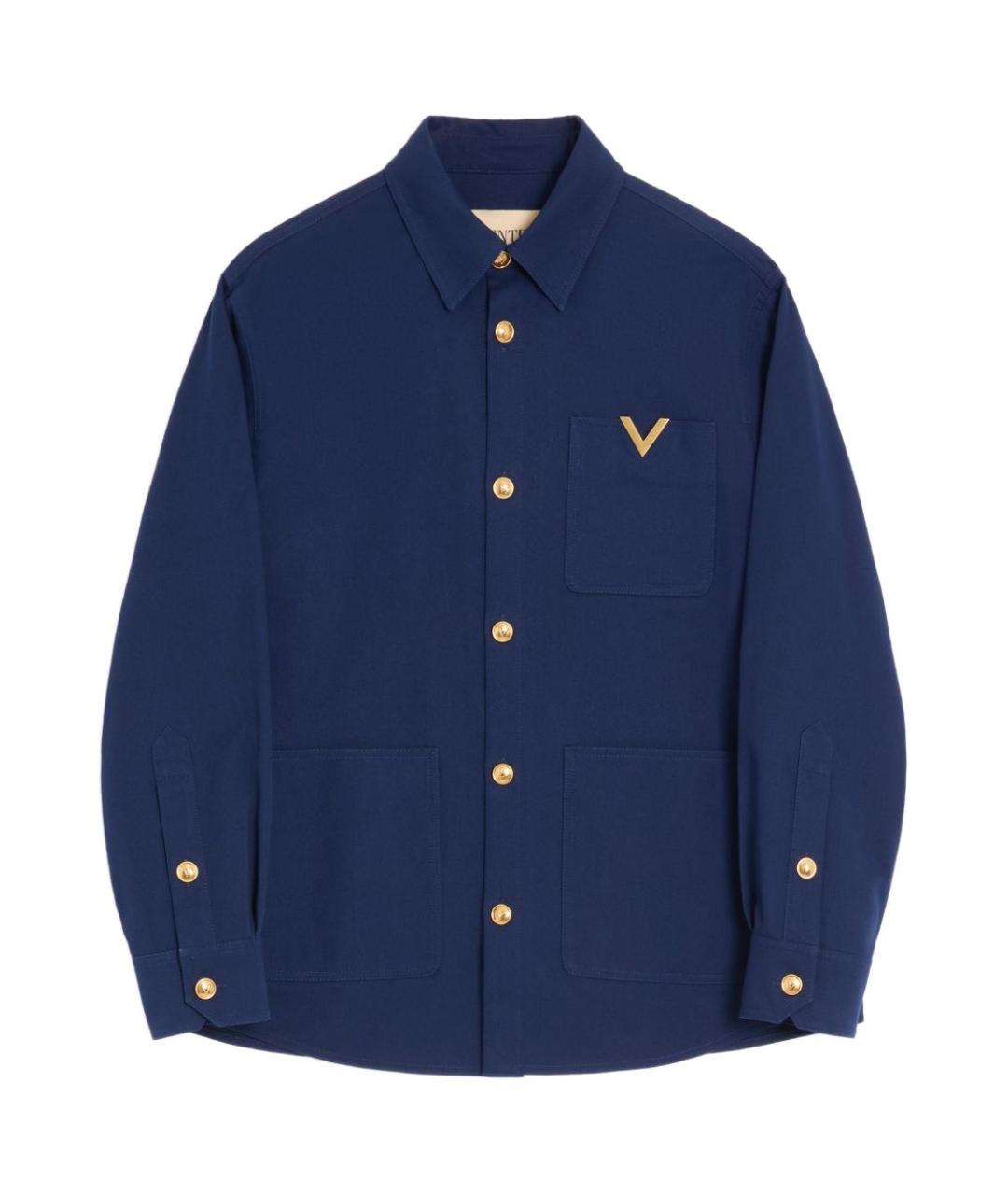 VALENTINO Синяя хлопковая кэжуал рубашка, фото 1