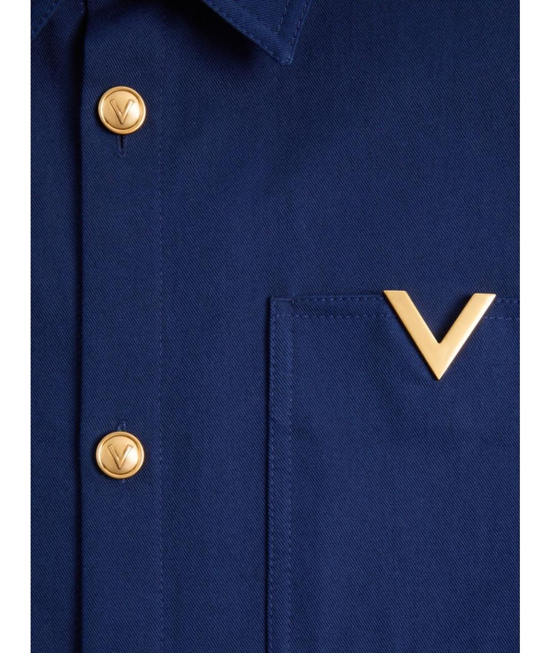 VALENTINO Синяя хлопковая кэжуал рубашка, фото 4