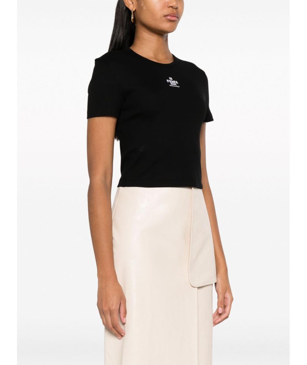 FENDI Черная хлопковая футболка, фото 2