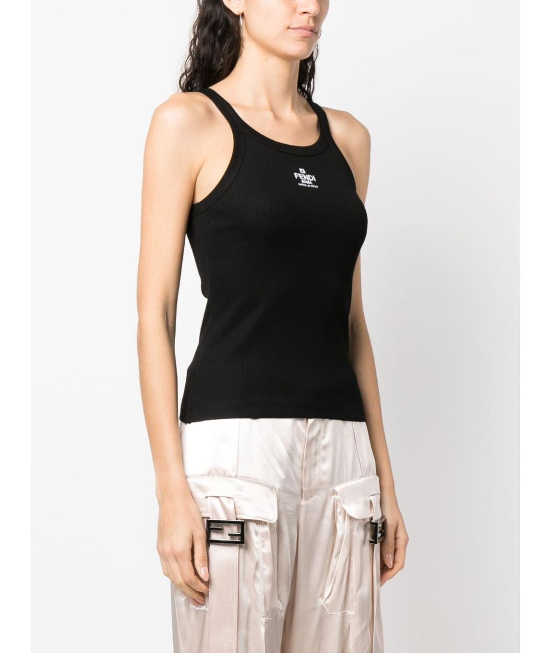 FENDI Черная хлопковая майка, фото 4