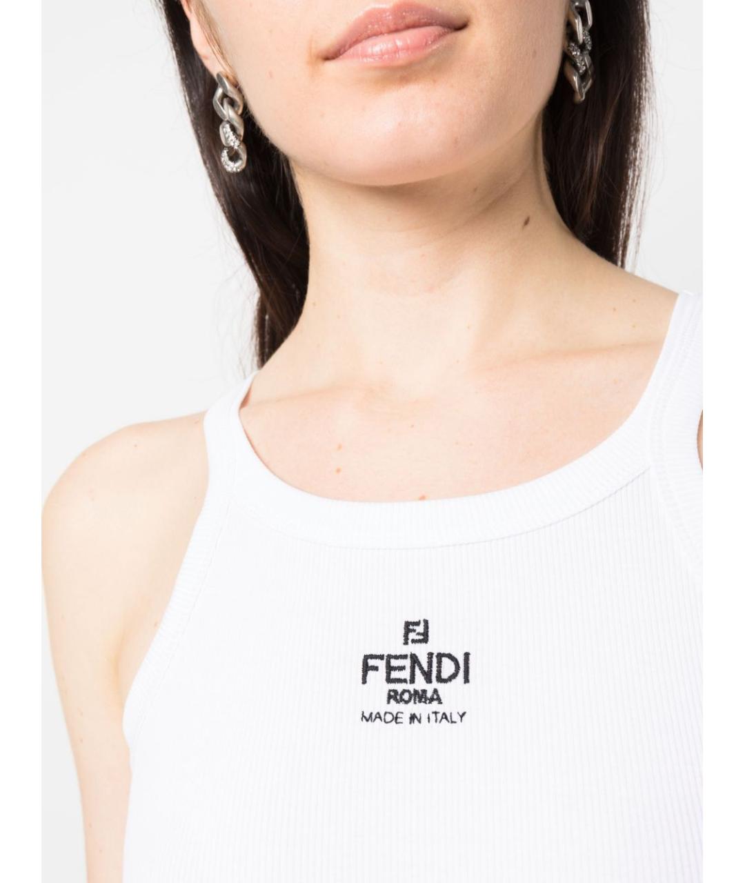 FENDI Белая хлопковая майка, фото 4