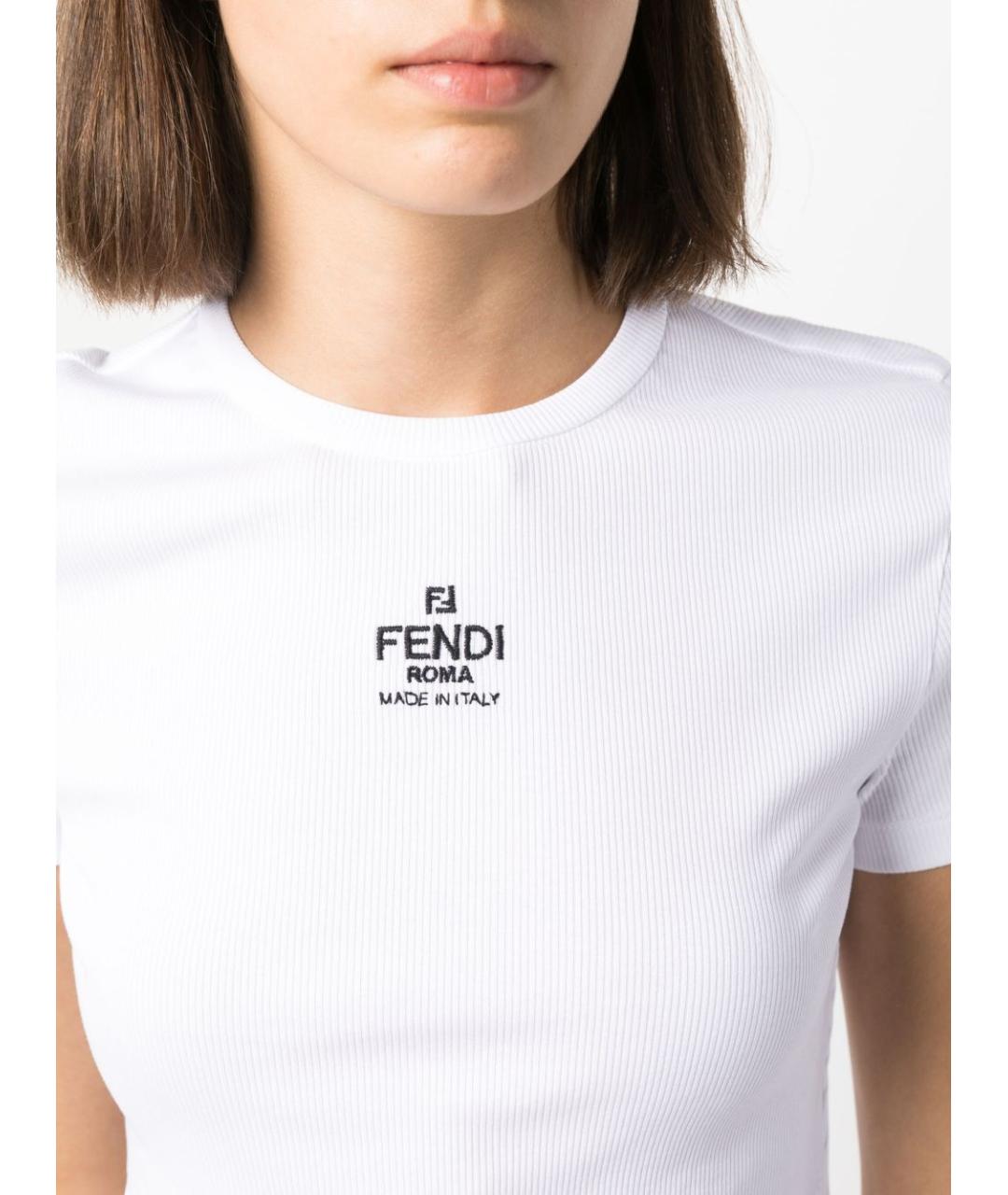 FENDI Белая хлопковая футболка, фото 4