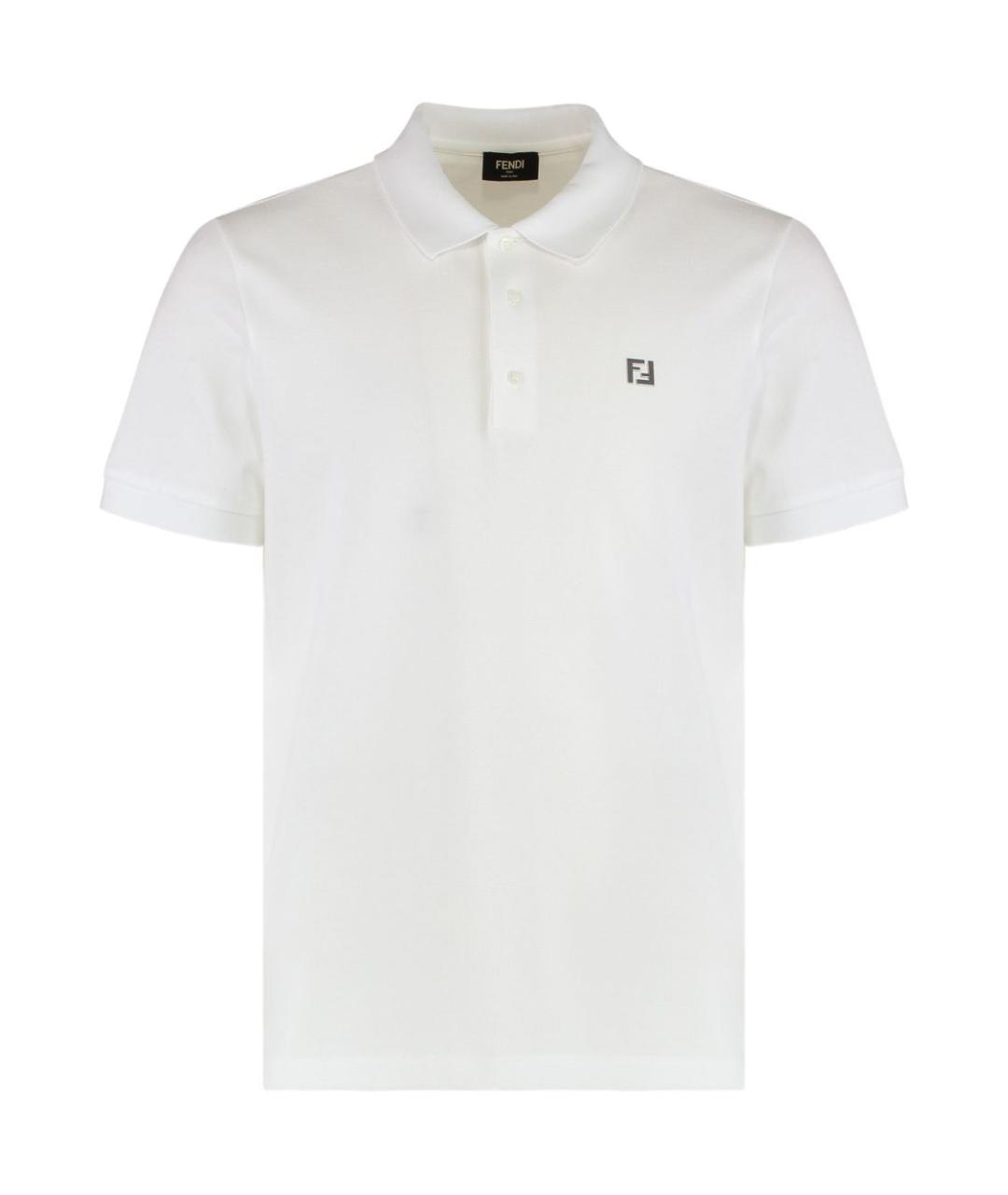 FENDI Белое хлопковое поло с коротким рукавом, фото 1