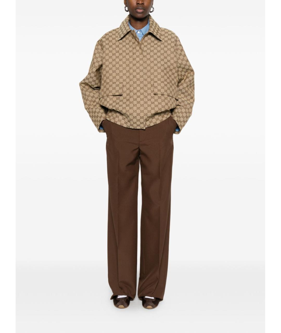 GUCCI Коричневые прямые брюки, фото 5