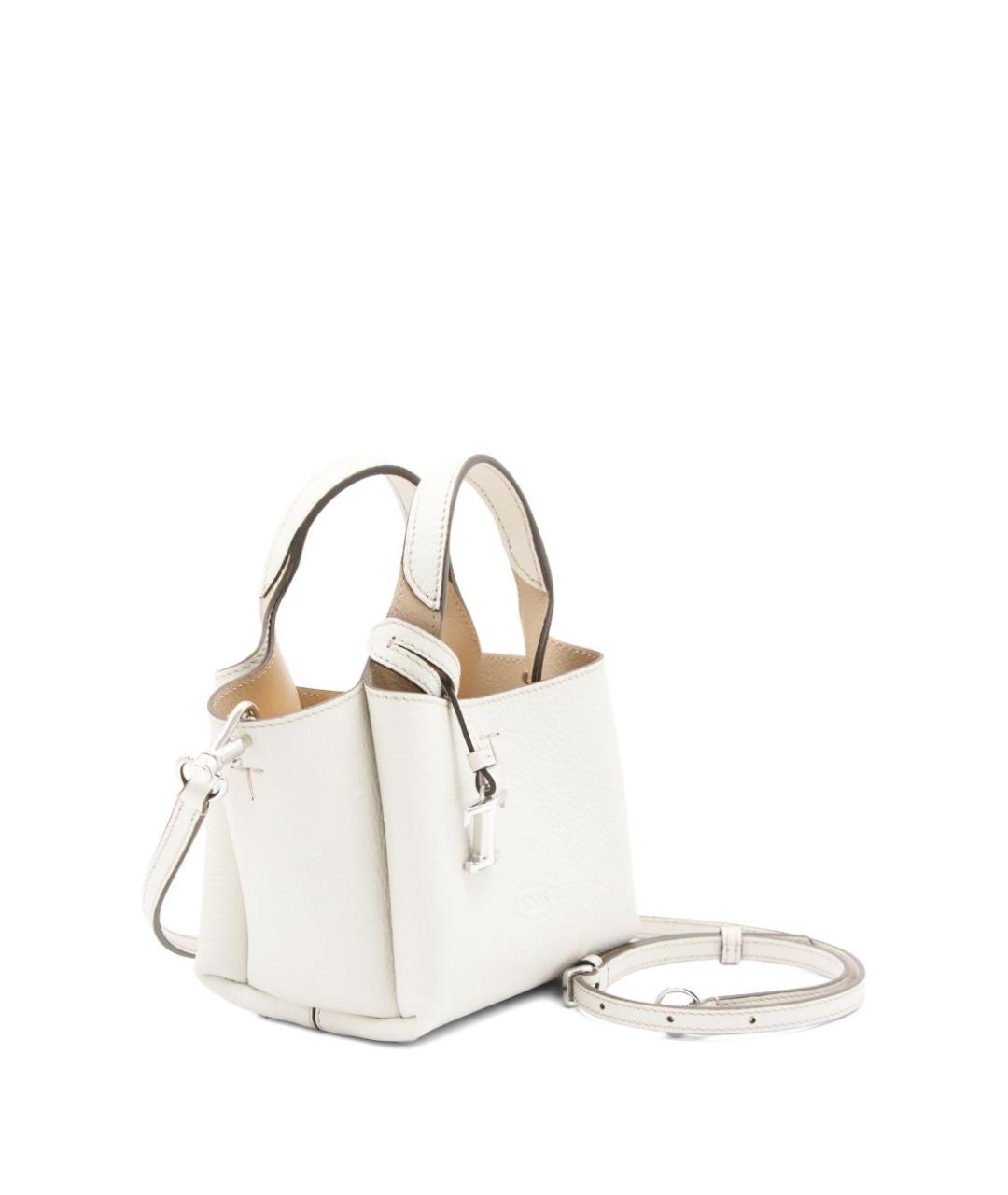 TOD'S Белая кожаная сумка с короткими ручками, фото 3
