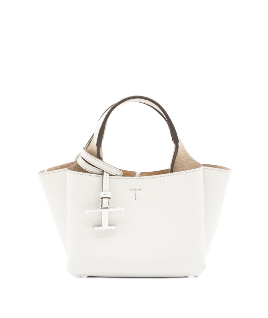 TOD'S Белая кожаная сумка с короткими ручками, фото 1