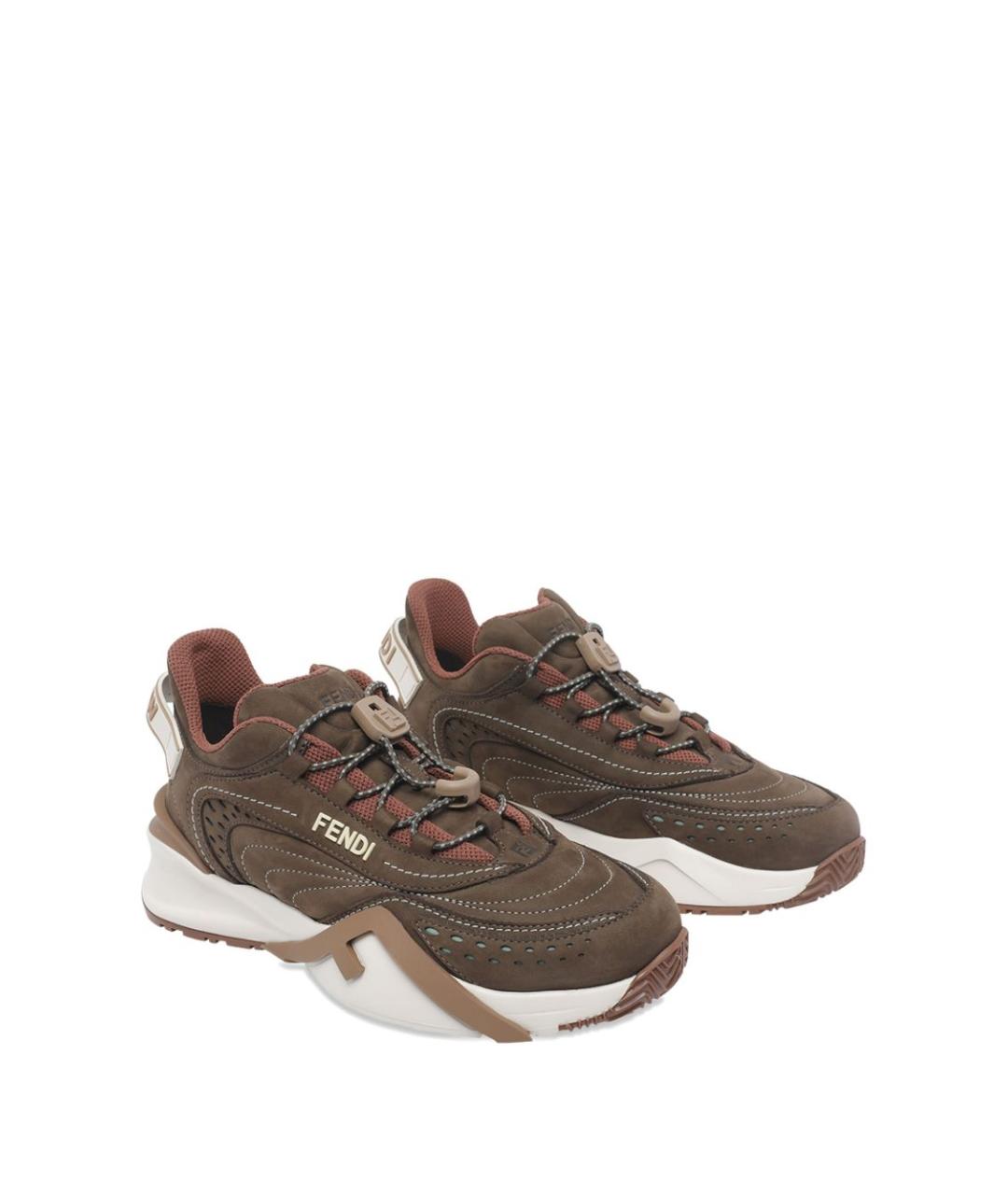 FENDI Коричневые кроссовки, фото 2