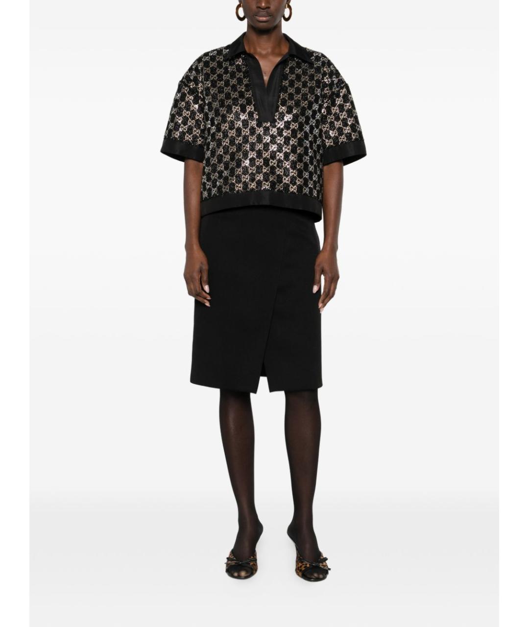 GUCCI Черная вискозная рубашка, фото 4