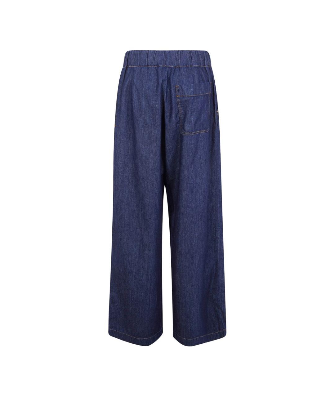 DRIES VAN NOTEN Синие хлопковые прямые брюки, фото 2