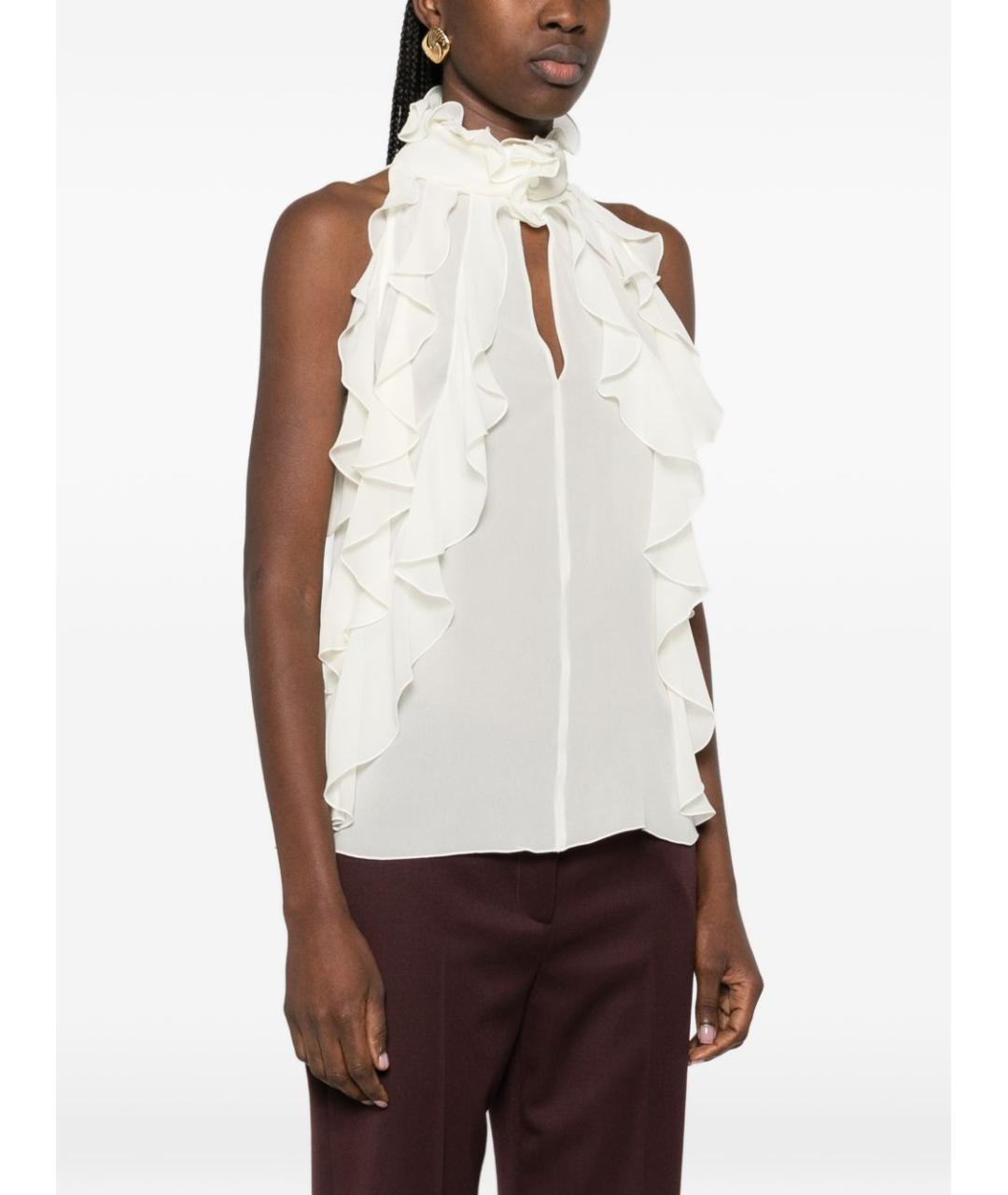 ALEXANDER MCQUEEN Белая шелковая блузы, фото 3