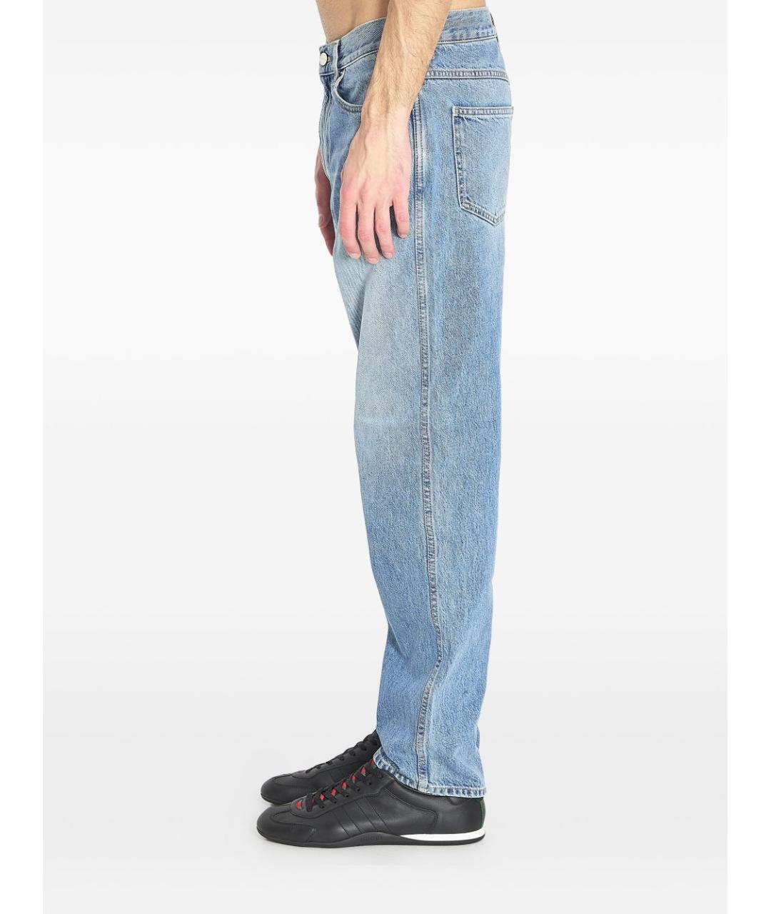 GUCCI Голубые хлопковые прямые джинсы, фото 3
