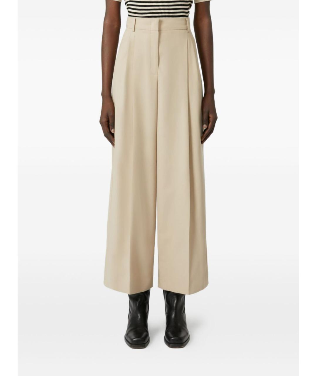 WEEKEND MAX MARA Бежевые хлопковые прямые брюки, фото 3