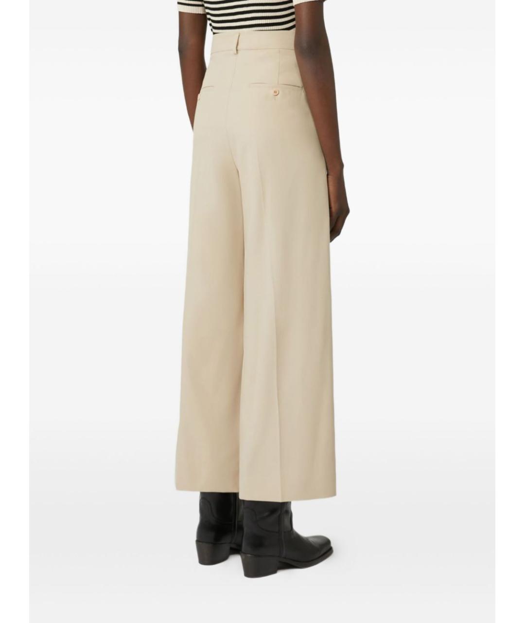 WEEKEND MAX MARA Бежевые хлопковые прямые брюки, фото 2